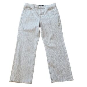 Express Cropped Pants 10 Metallic Glitter Sequin Twill Straight Leg Party Dressy